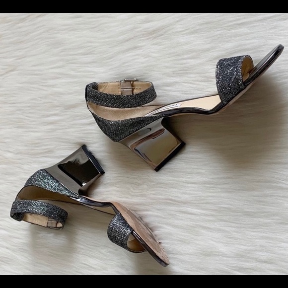 Jimmy Choo Edina 85 Anthracite Wedge Sandals - Picture 4 of 11